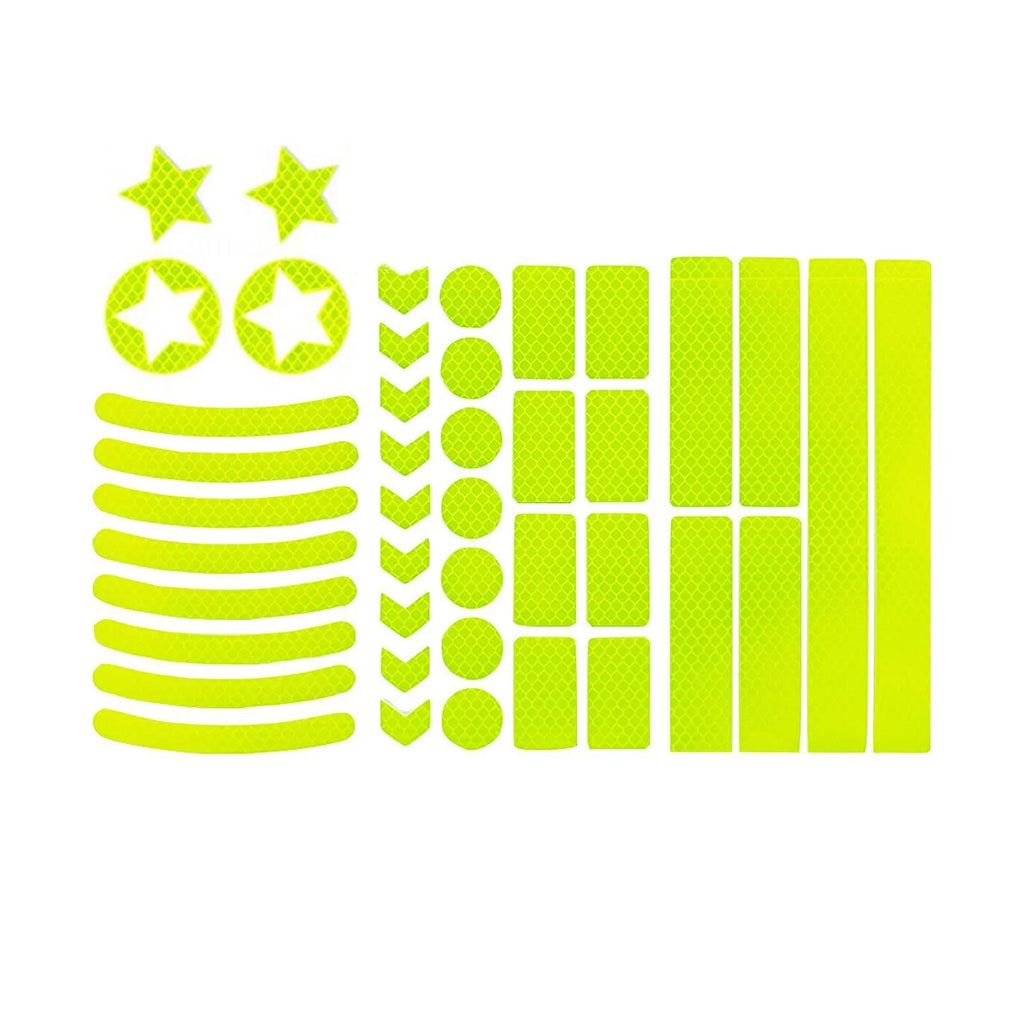Sheet of reflective safety tape with a grid pattern for bicycles, shown in multiple colour options.