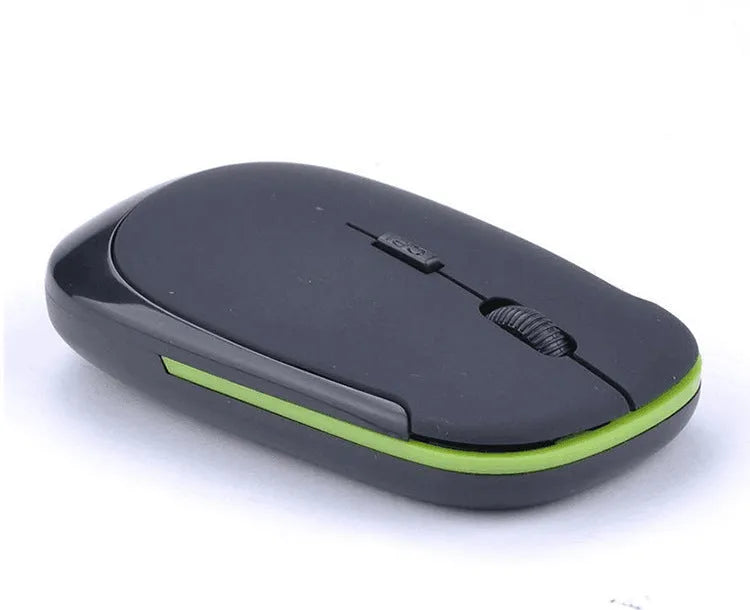 Laptop wireless mouse in five colours: red, green, blue, black, silver, 10x6x2 cm, Bluetooth and 2.4GHz