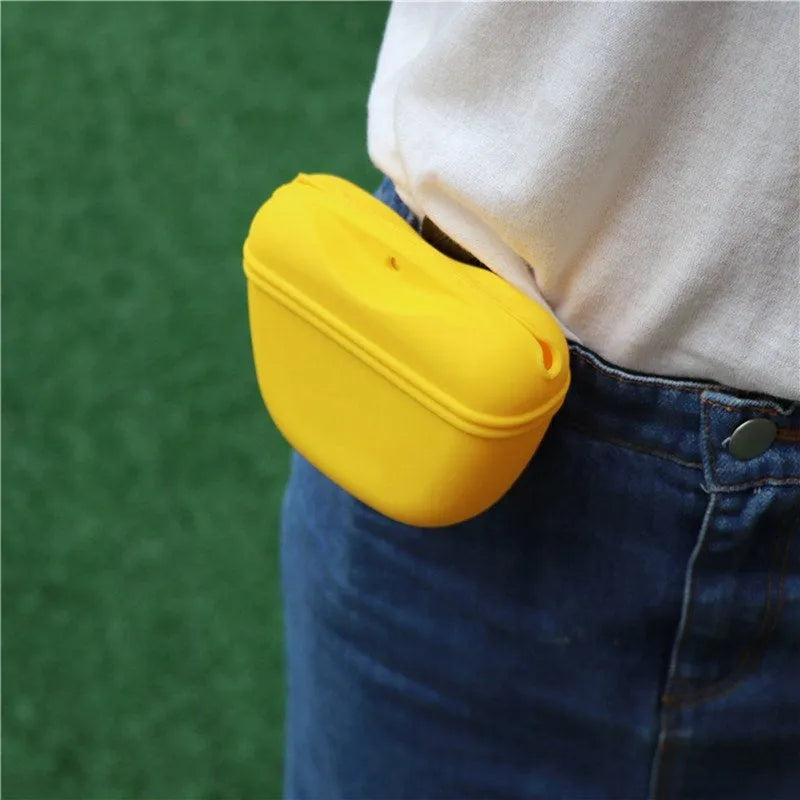Silicone dog training waist bag with clip and magnet closure in multiple colour options