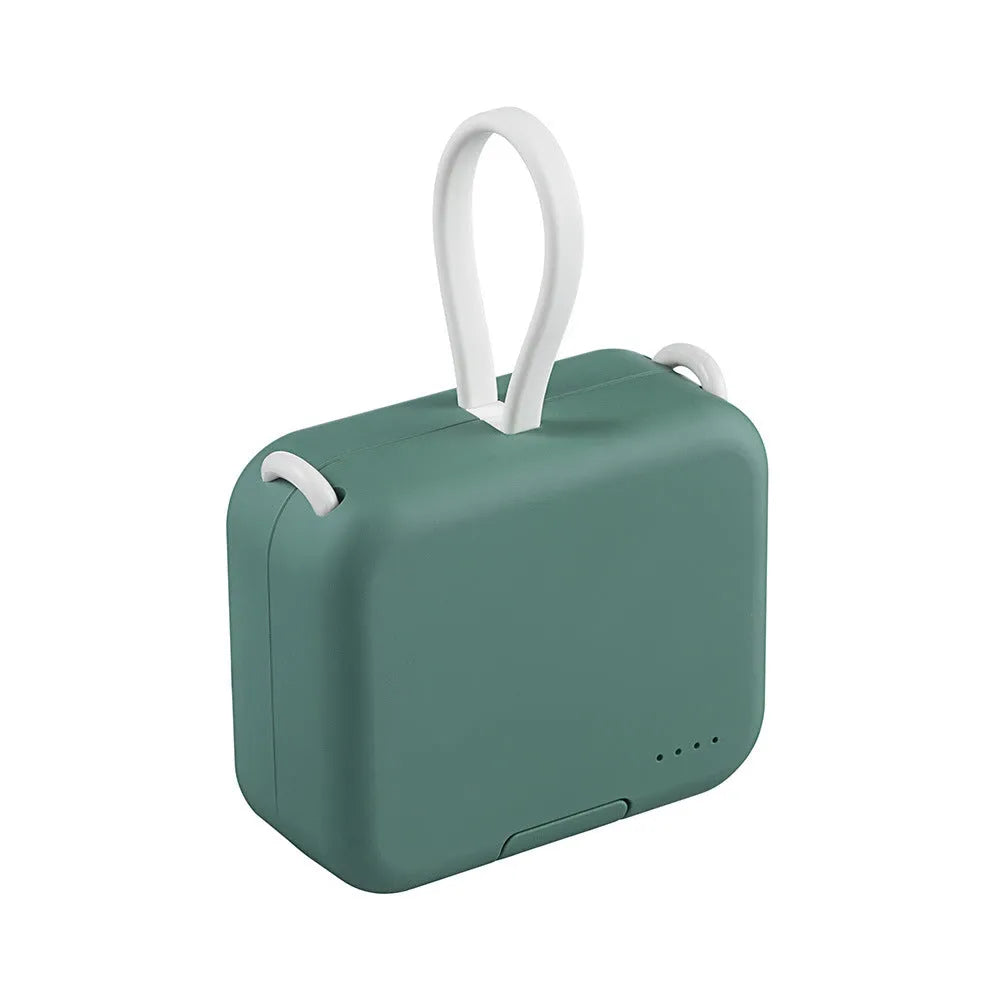 Multi-function bracket mobile power supply with dual cables in red, 4000mAh battery, phone holder built-in