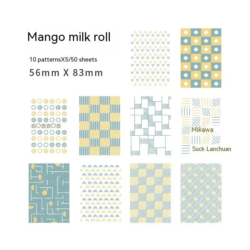 Retro collage material sweet light note paper in dessert colours measuring 56mm by 83mm