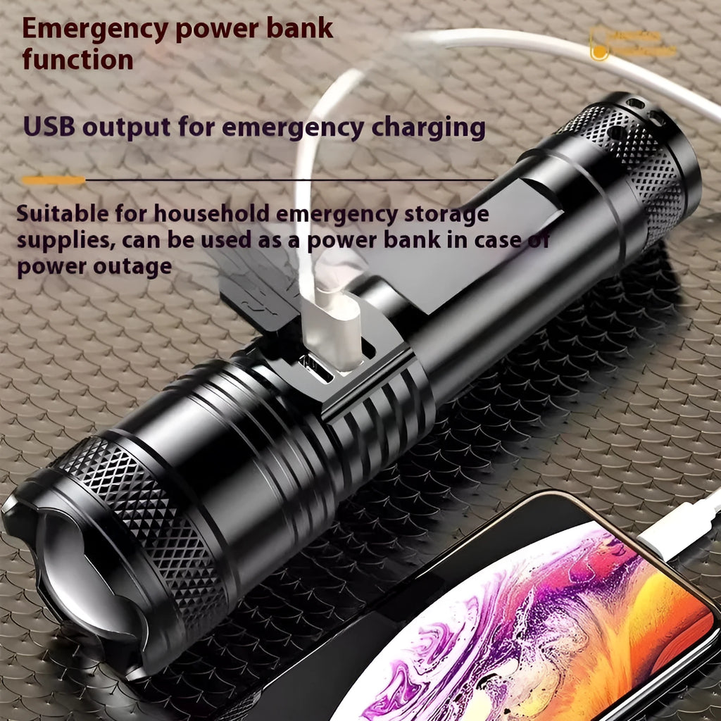 Power torch portable rechargeable super bright outdoor telescopic zoom searchlight with 2200LM output