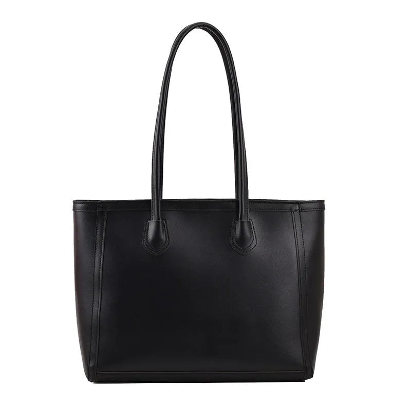 Horizontal square PU tote shoulder bag in khaki colour with smooth finish