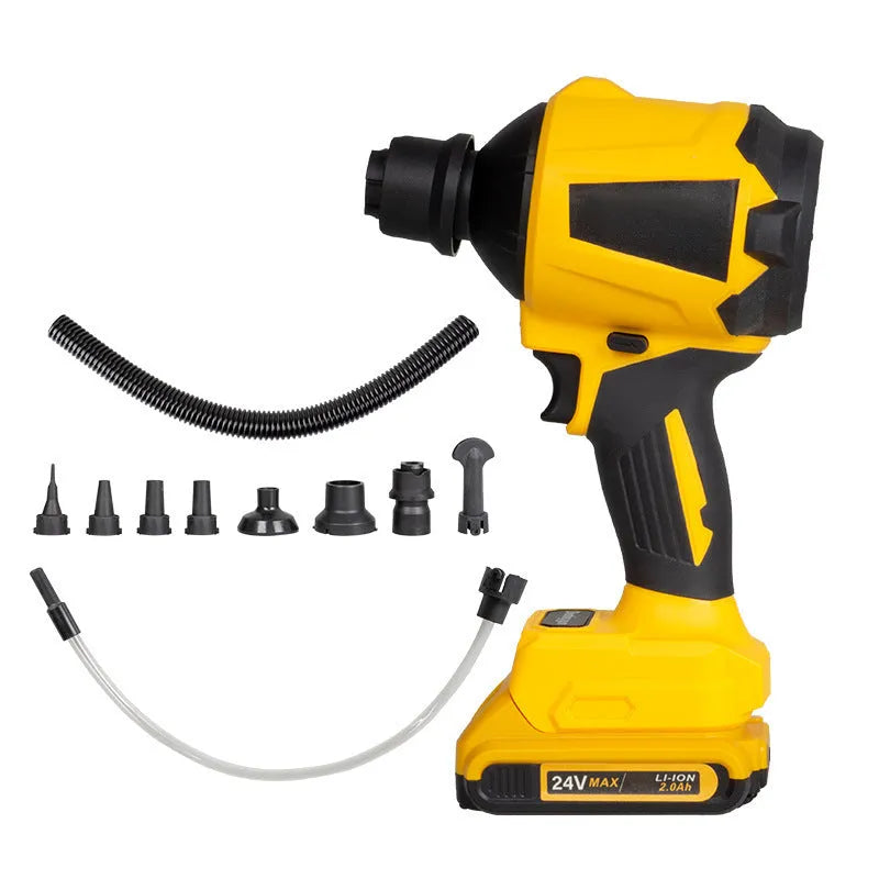 Yellow handheld cordless dust gun for office appliance cleaning with 680W power rating