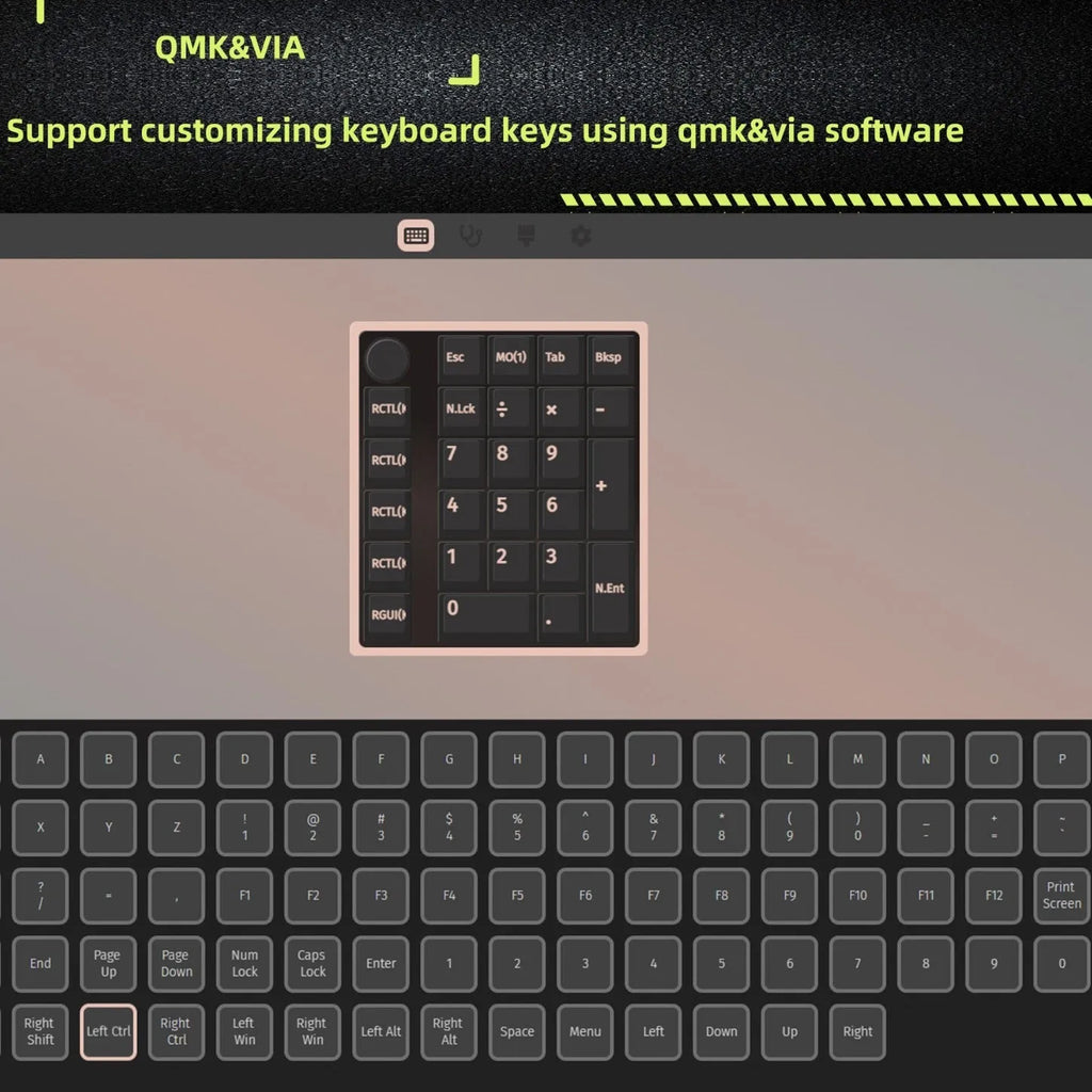Black and white wireless mechanical numeric keyboard with three connectivity modes