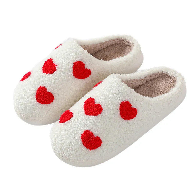 Women's cartoon plush home slippers with PVC soles in Big Love design