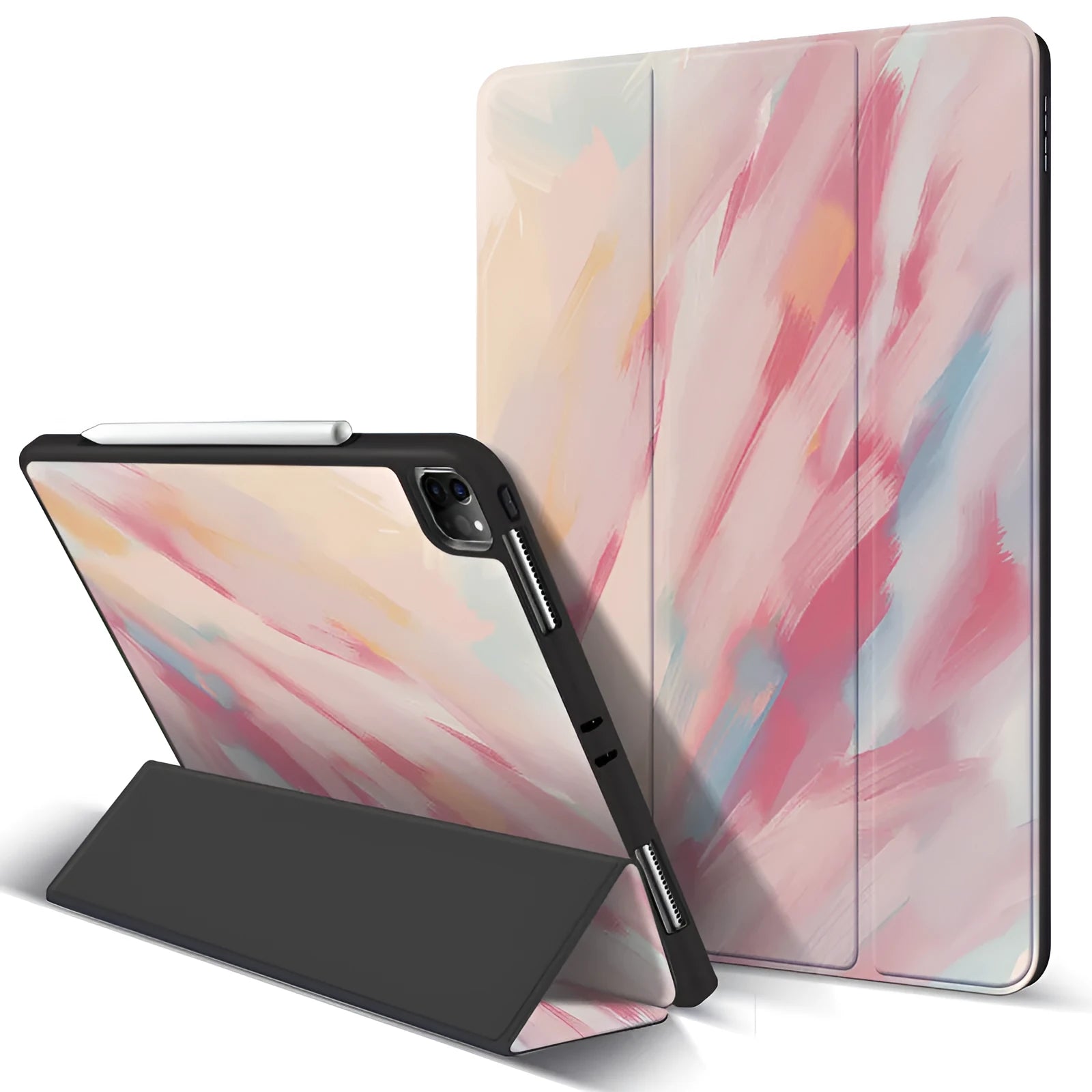 iPad Pro anti-drop protective case with magnetic pen slot and adjustable stand in simple style