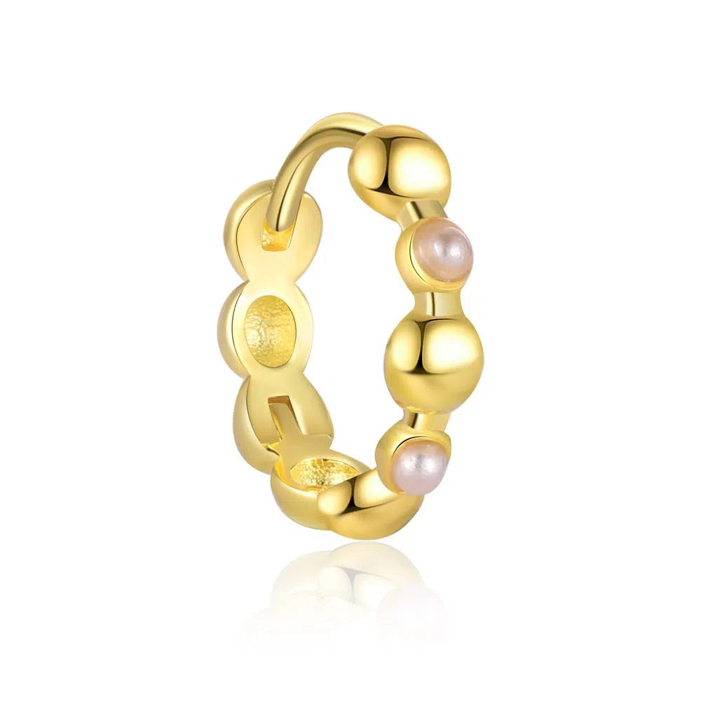 S925 sterling silver geometric earrings with yellow gold finish and inlaid zircon stone on white background