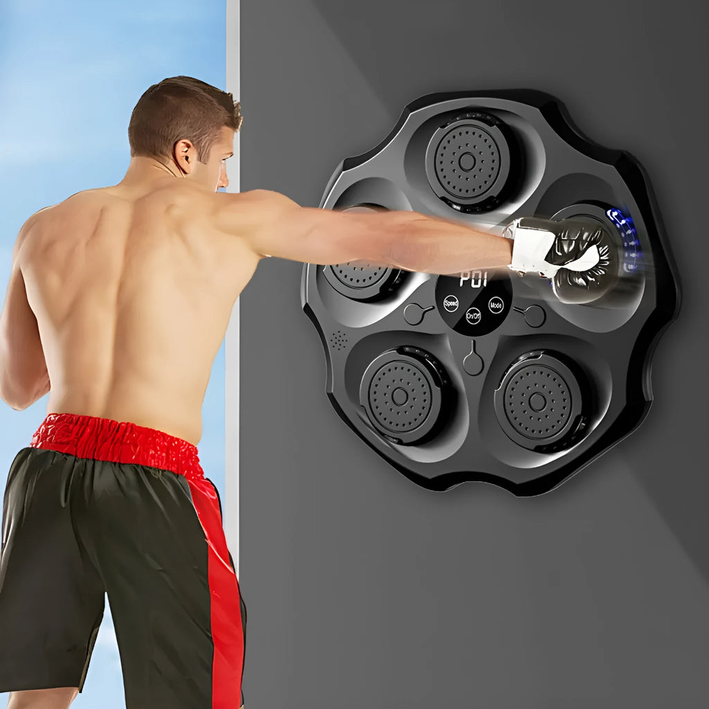 Bluetooth music boxing wall target with hanging design and included gloves for home fitness training