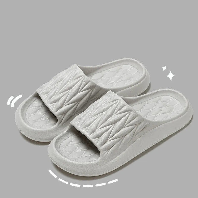 Leaf texture pattern EVA house slippers in assorted colours with non-slip soles