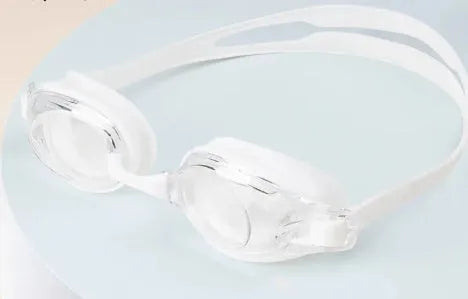 Black myopia swimming glasses with protective case, showing HD waterproof non-fogging swimming goggles.