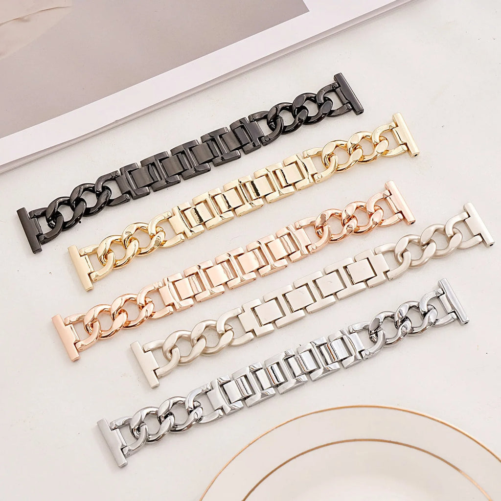 Denim chain metal Apple Watch strap in five colours compatible with 38mm to 49mm models