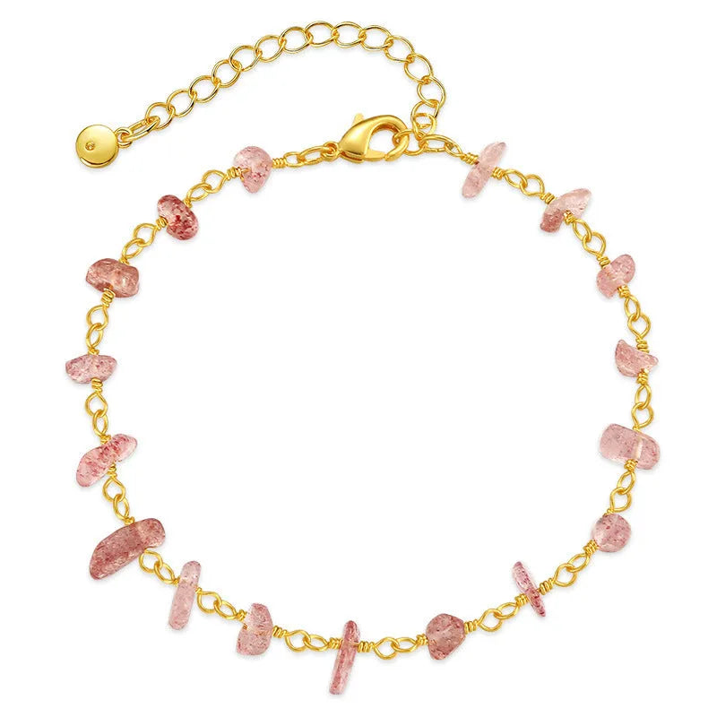 Women's natural gravel turquoise bracelet with geometric design and crystal accents on 18k copper