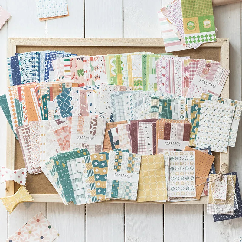 Retro collage material sweet light note paper in dessert colours measuring 56mm by 83mm