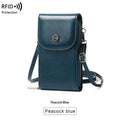 Anti-magnetic phone bag retro wax leather crossbody case with card slot in black