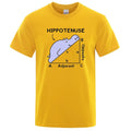 Loose fit cotton T-shirt with 'Hippotenuse Opposite Adjacent' funny text print, shown in Army Green colour.