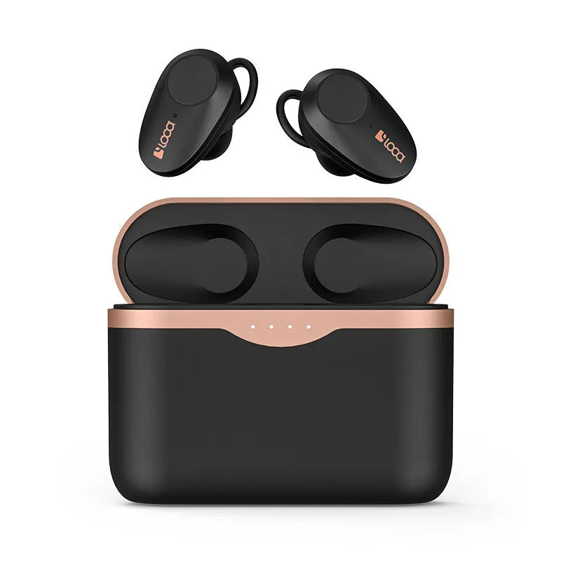 Black wireless Bluetooth stereo headset with charging stand