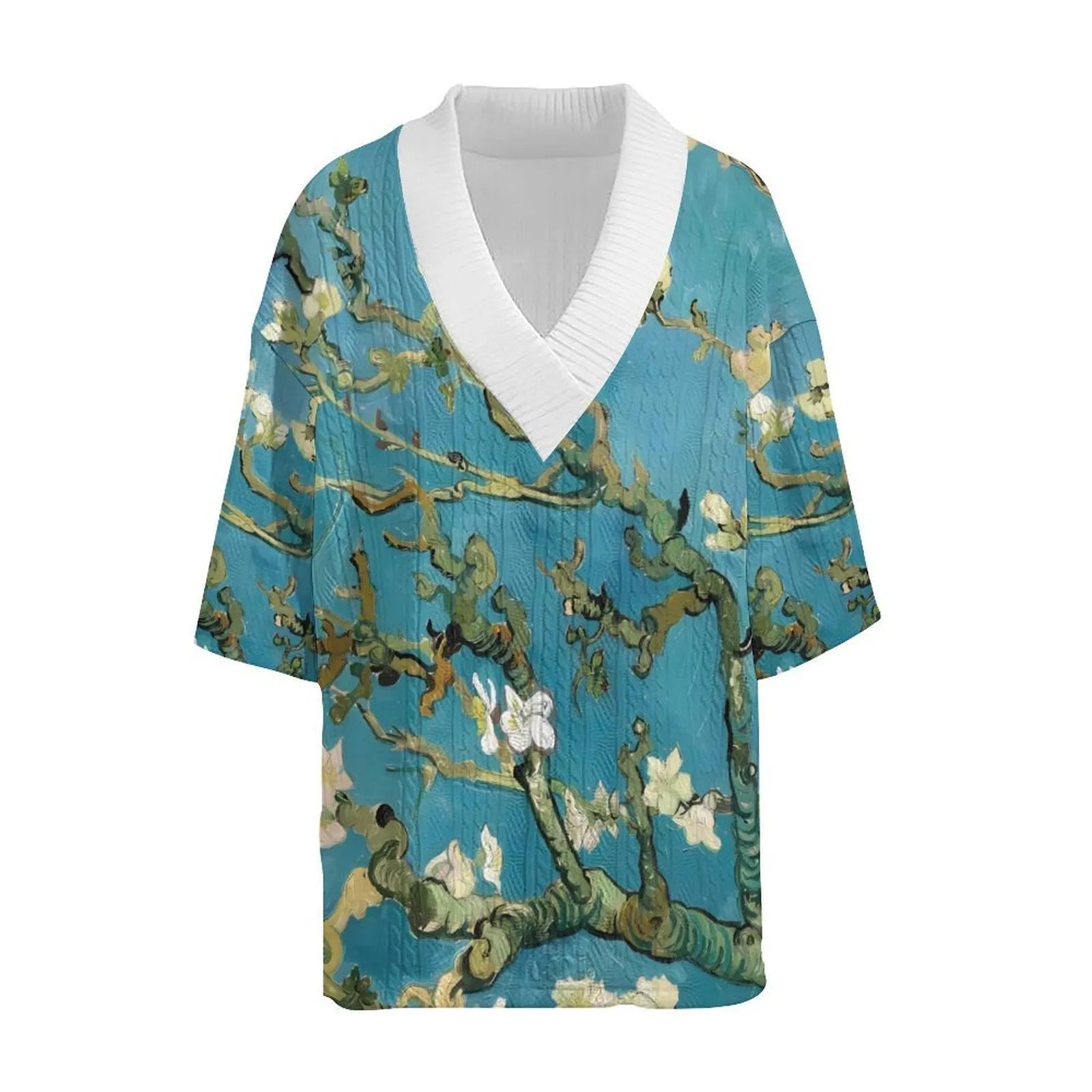 Men's peacock blue 3D printed casual suit with knitted shorts and matching T-shirt