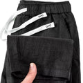 Pure linen Chinese-style straight-leg trousers with a drawstring waist in multiple colours.