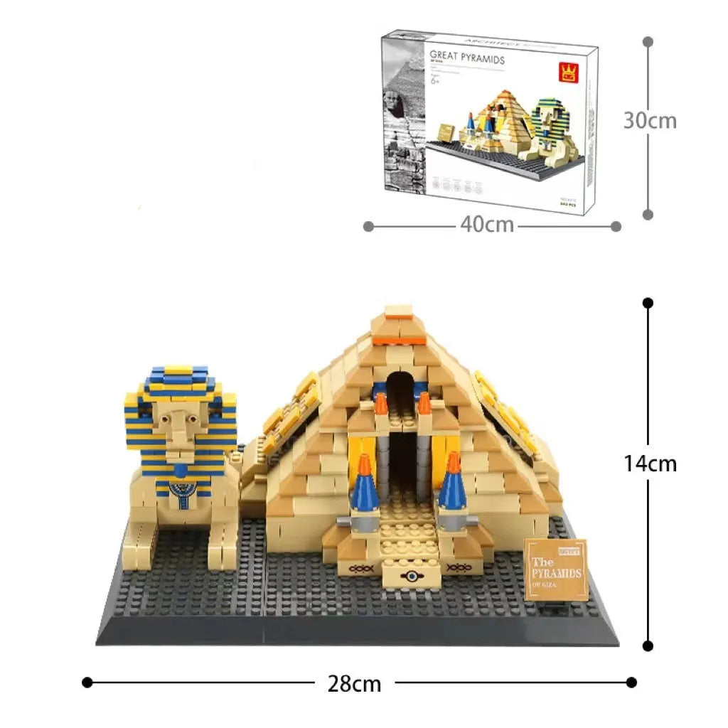 Wange building block street view set with landmark pieces including Eiffel Tower and Big Ben