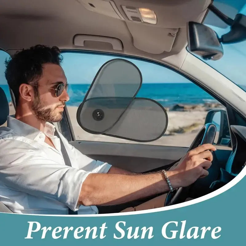 Adjustable breathable mesh car window shades with suction cups for side window sun protection