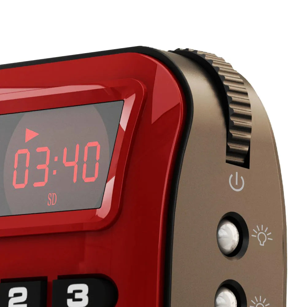 Rolton W405 portable FM radio and MP3 speaker in blue, showing LED screen and compact size