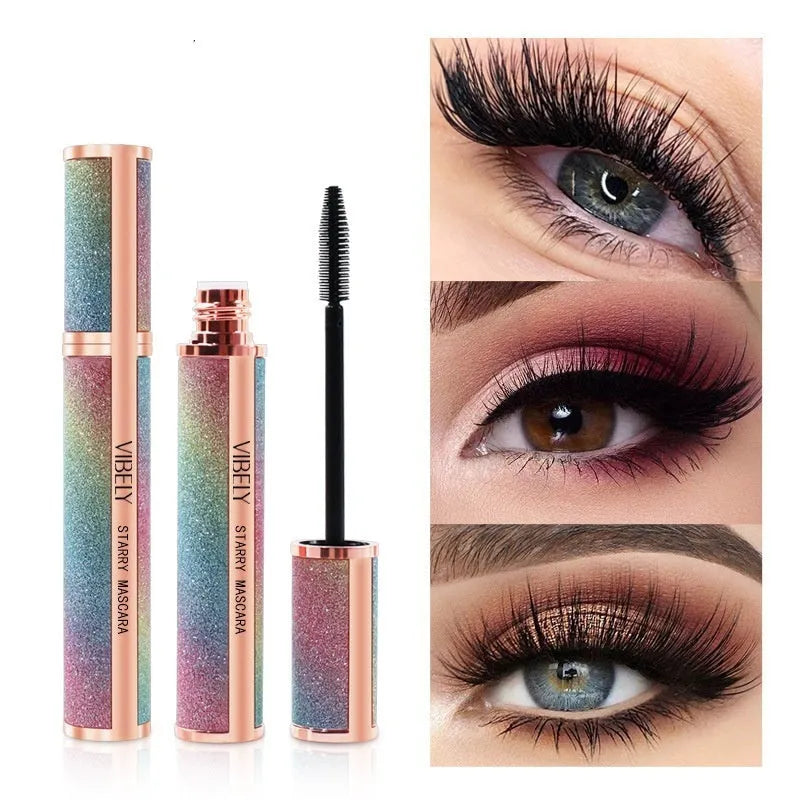 Black waterproof mascara with 4D formula for long thick curling lashes