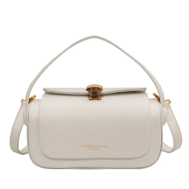 Women's personalised PU leather shoulder messenger bag with letter pattern and stitching design
