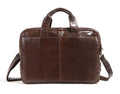 Brown 18 inch men's business briefcase made from first layer cowhide leather