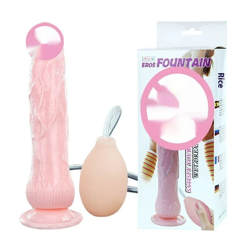 Flesh-coloured suction cup dildo for women showing 200mm length and 40mm diameter