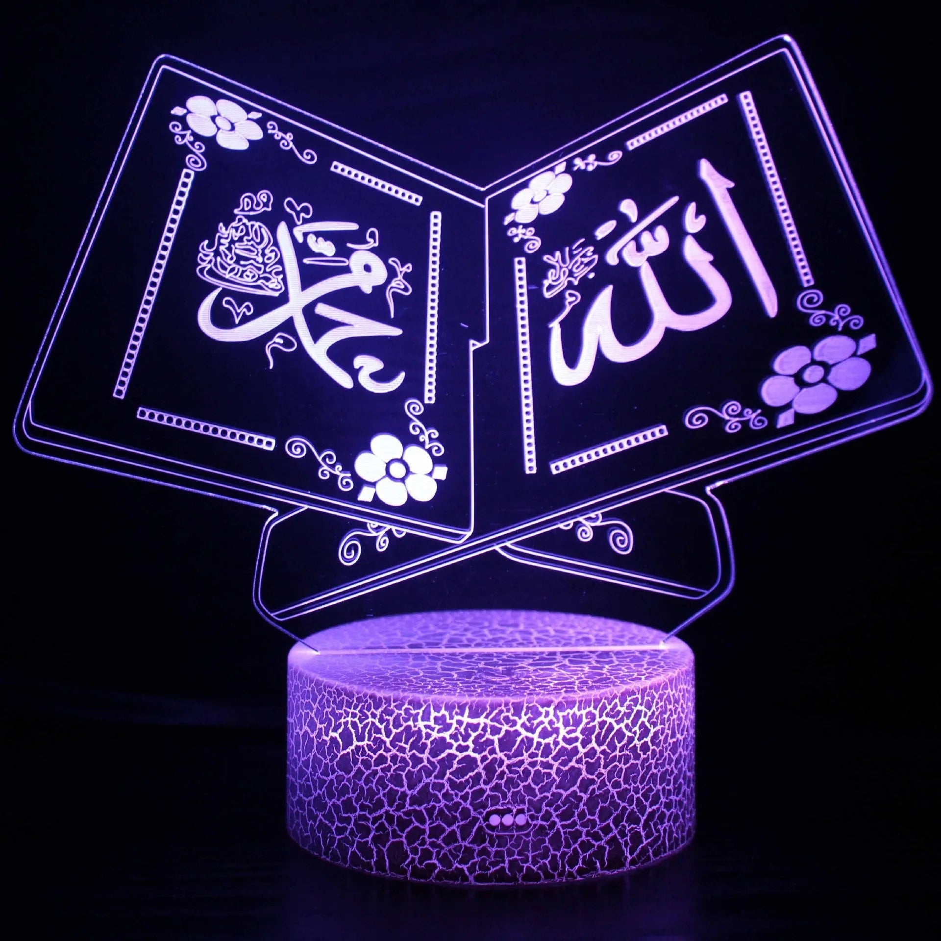 3D small night lamp with colourful LED lighting and black touch control base