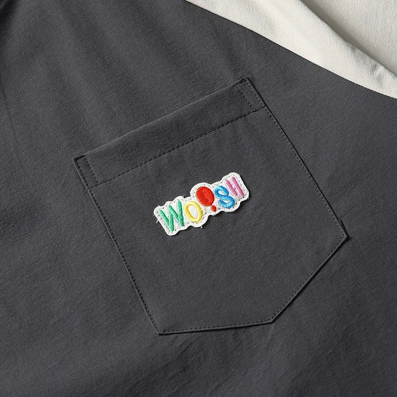 Dark grey men's T-shirt with raglan sleeves and contrast colour detailing