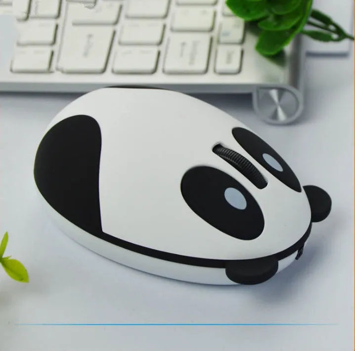 Silent optical mouse 2.4G wireless rechargeable panda cartoon animal cute mouse with built-in receiver matte finish