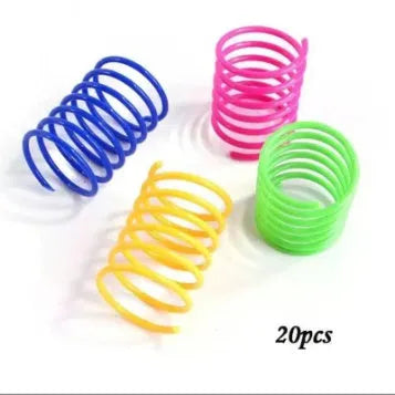 Mixed colour plastic self-beating cat spring toy 5.5cm bite-resistant for interactive play