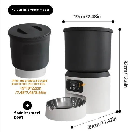 4L smart pet feeder with remote monitoring and timing functions for cats and dogs