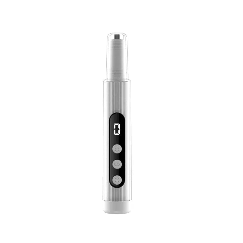 2-in-1 electric nail grinder with LED light, handheld rechargeable, in blush pink with corn head set