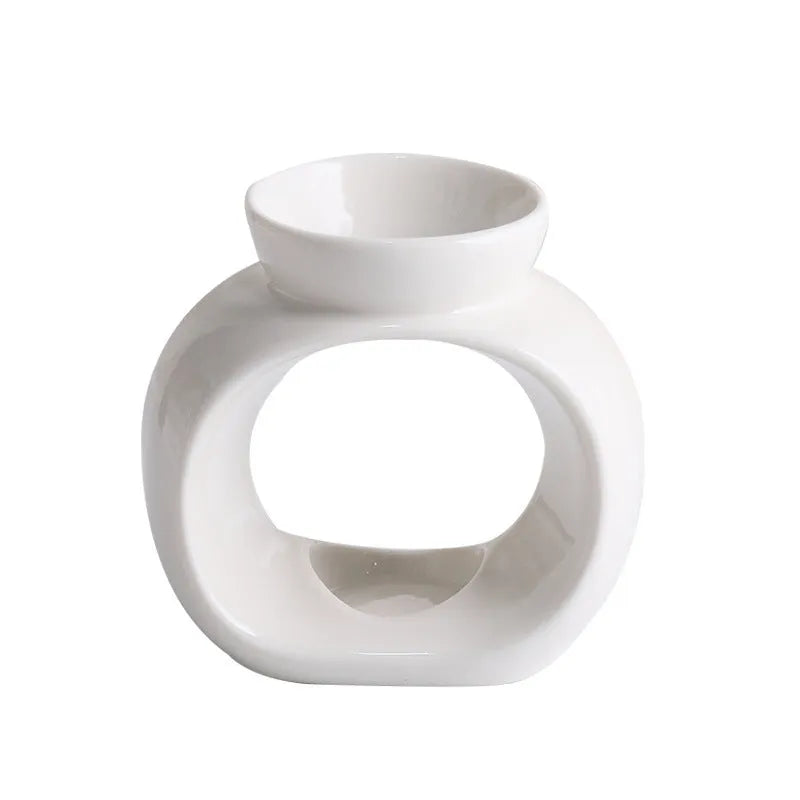 White ceramic retro Nordic aromatherapy stove ornament with anti-dry burning design
