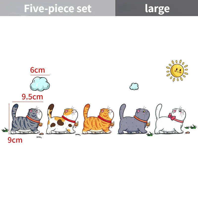 Climbing cats car sticker with five cats design on PVC material for vehicle decoration