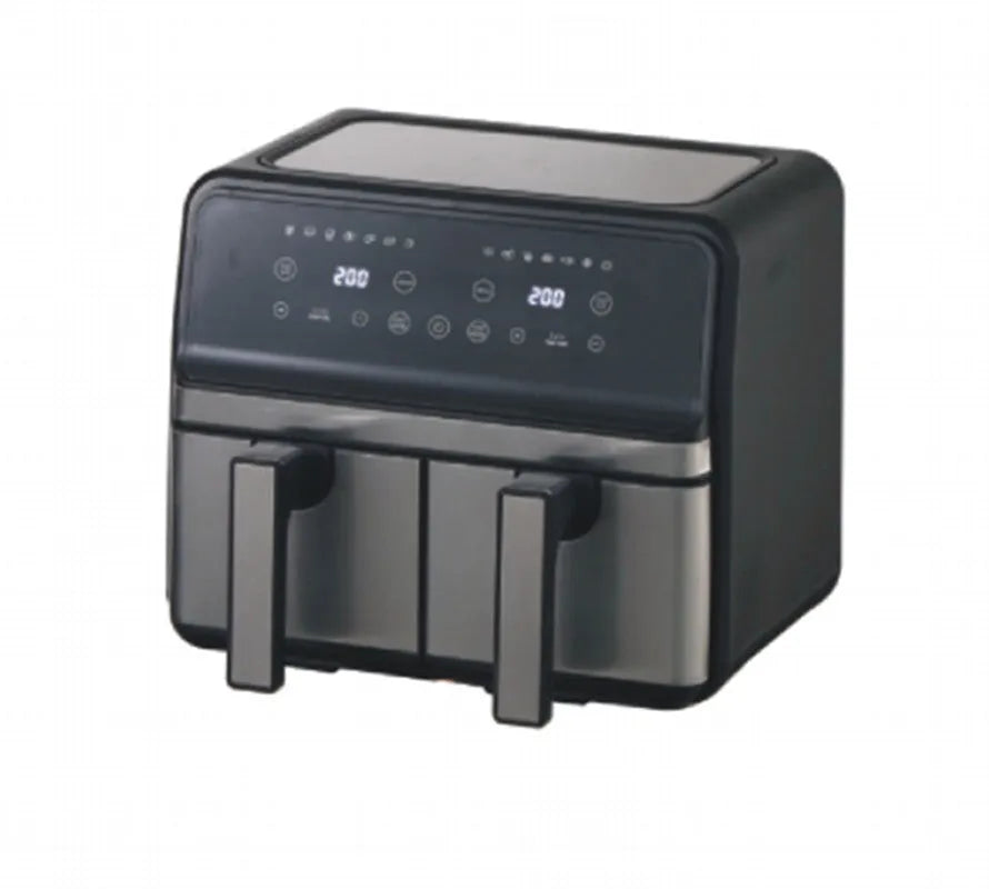 Household multi-function double pot air fryer 8L stainless steel with touch screen and dual baskets