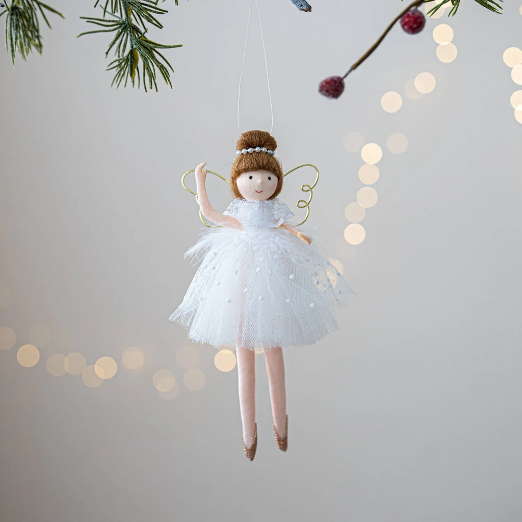 Pink ballet girl angel plush doll with hanging loop for decoration