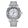 Casual digital men's quartz watch with 45mm round dial, calendar, mineral glass, and spiral crown on light background