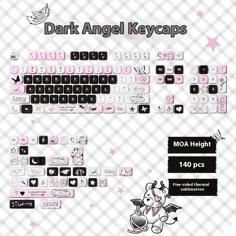 Full set of sublimation printed cartoon pig party theme keycaps for mechanical keyboard