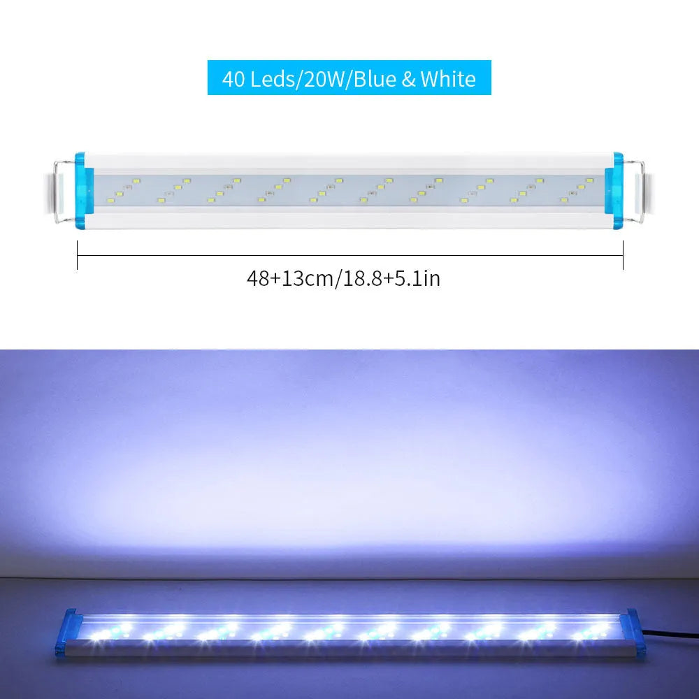 Ultra-thin aquarium LED light with blue and white lighting spectrum