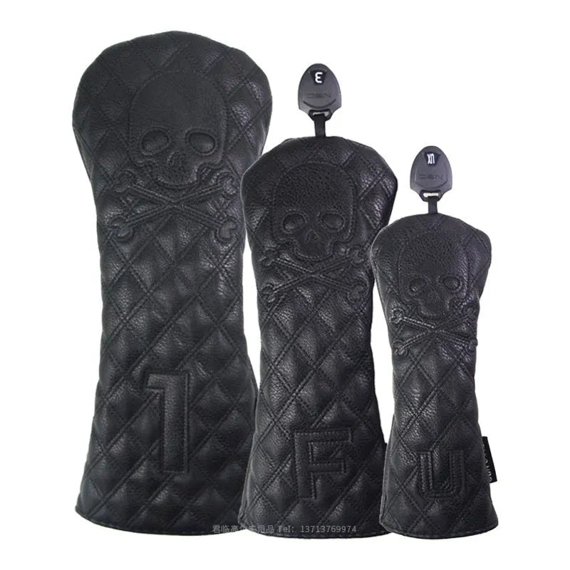 Black and white waterproof PU protective cover for golf wooden poles and clubs.