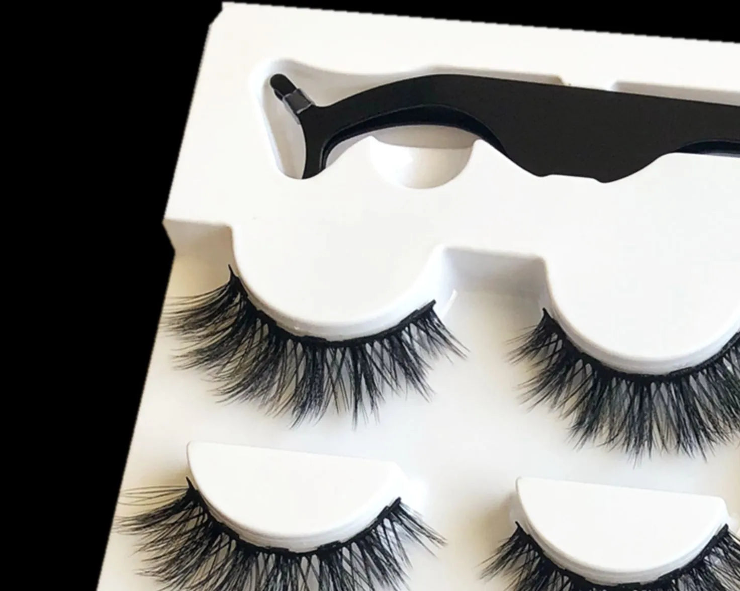Magnetic false eyelashes with cotton stem, chemical fibre, multiple styles, in packaging