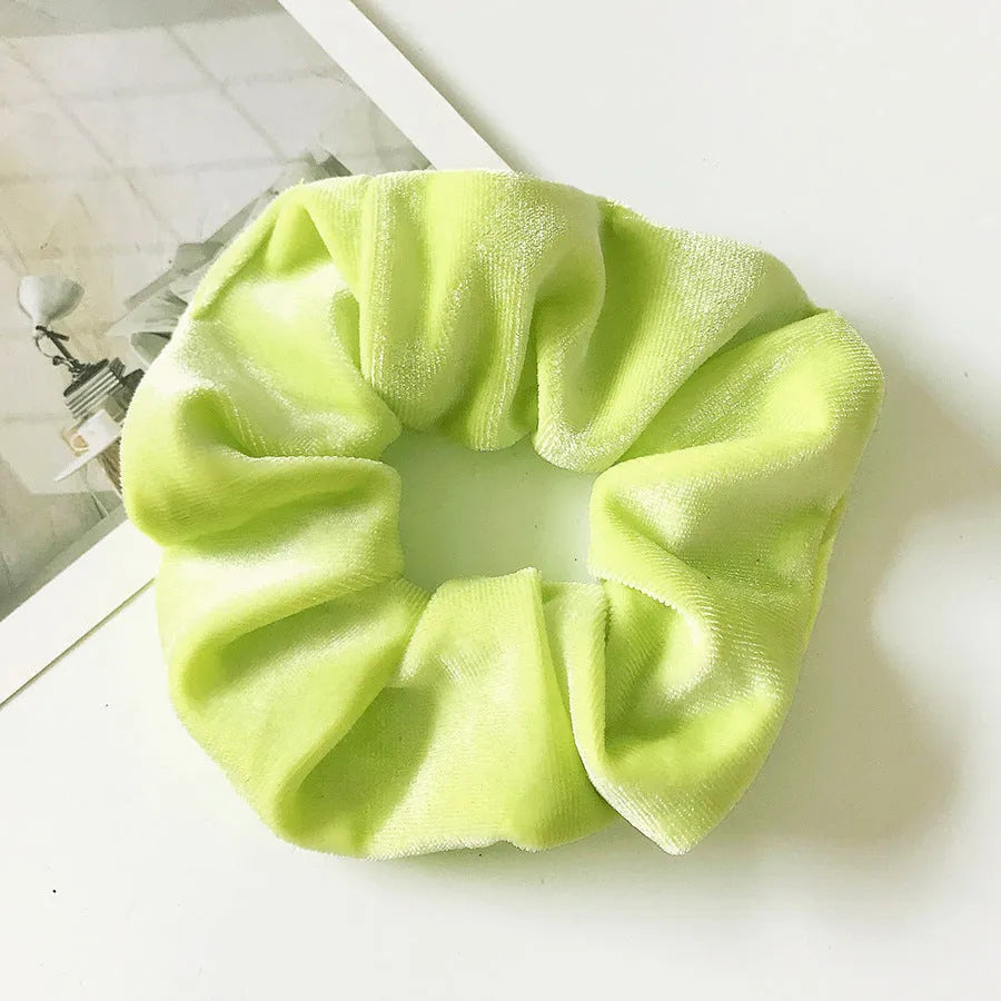 Flannel cloth hair tie for women – soft ponytail hair rope in multiple colour options including army green, black, camel, and wine red