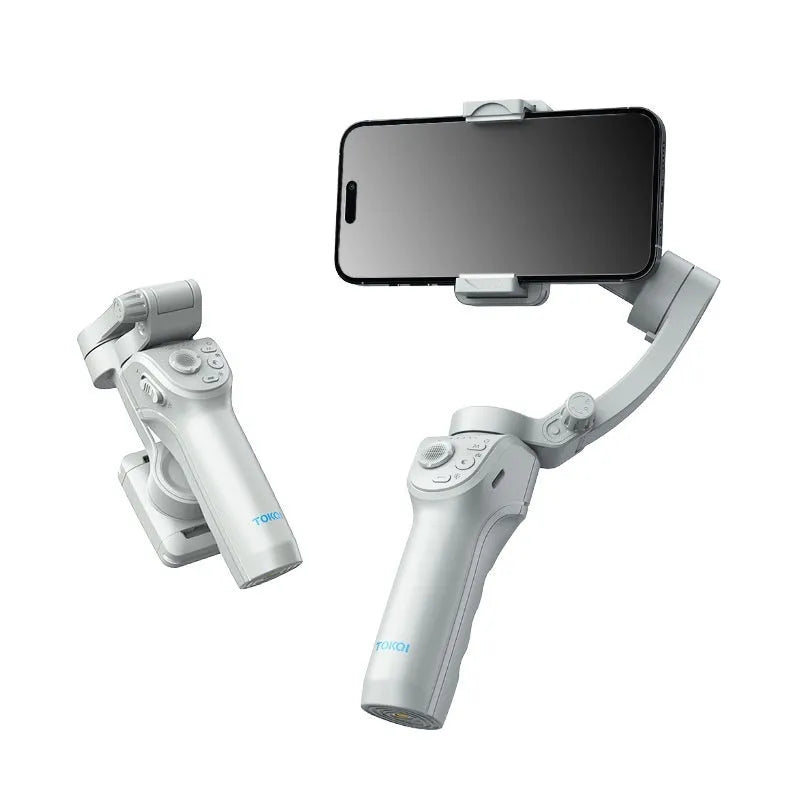 Portable folding intelligent gimbal in grey nylon for smartphone video stabilisation