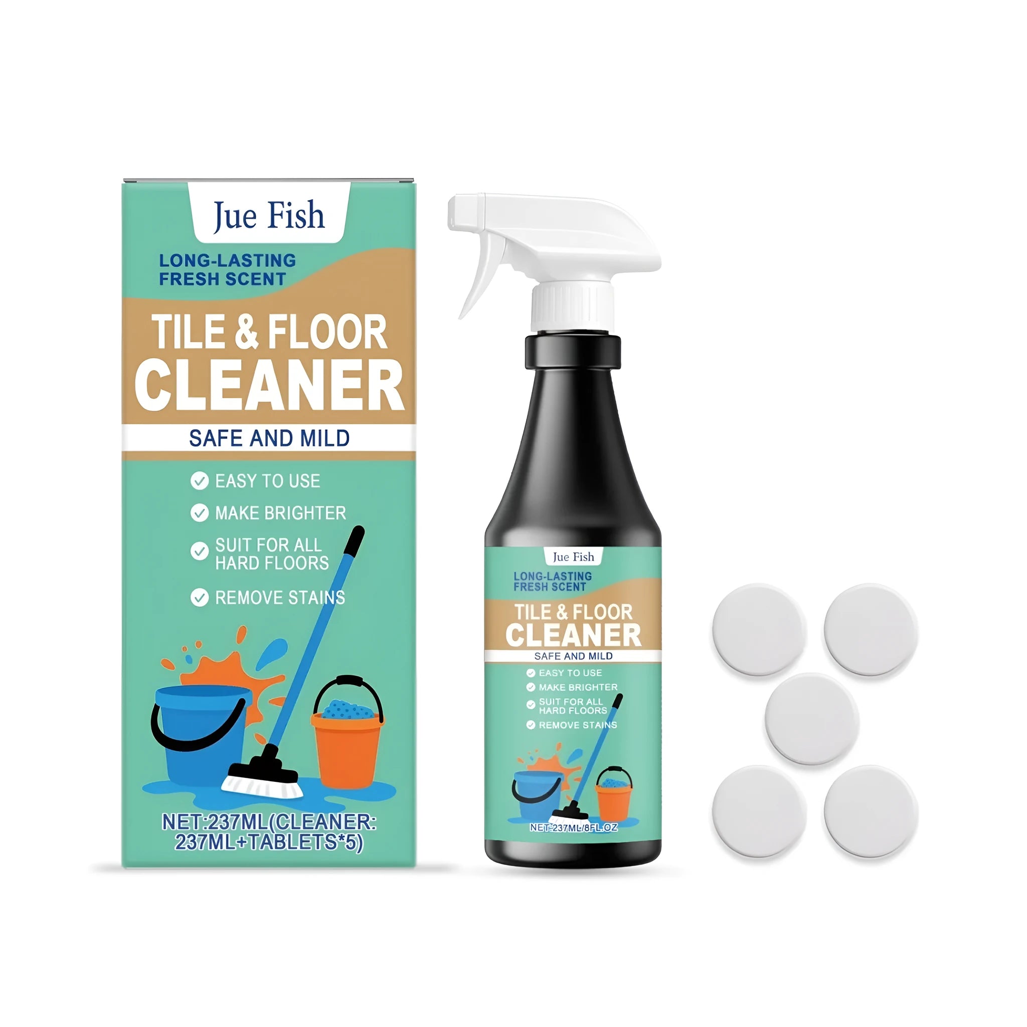 237ml floor cleaner spray bottle with cleaning tablets for hard floor surfaces