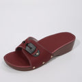 Women's PU leather belt buckle rivet lightweight leisure sandals with fish mouth toe, black colour