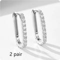Sterling silver oval zircon geometric ear clip earrings in yellow and white options